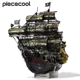 Blocks Piececool 3D Metal Puzzle The Queen Anne s Revenge Jigsaw Pirate Ship DIY Model Building Kits Toys for Teens Brain Teaser 230209