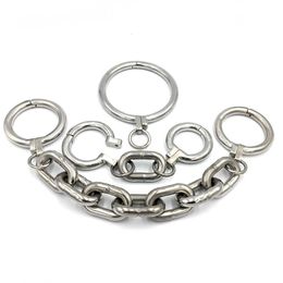 Sex toys massager Black Emperor's new round collar handcuffs shackles chain 1.6 thick ring 1.6 sex goods