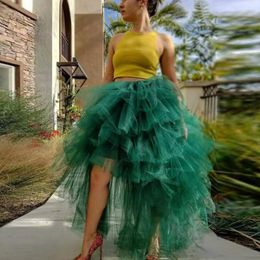 Skirts Dark Green Women High Waist Tulle Skirt To Party Female Maxi Birthday For Po Shoot Custom Made Ball Gown