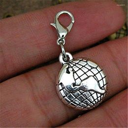Charms 1Pcs Antique Silver Colour The Charm Pendant With Lobster Clasp Earth Clip On For Bracelets Necklace