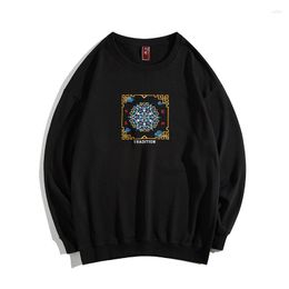 Men's Hoodies Streetwear Casual Men Embriodery Fashion Loose Cotton Crewneck Sweatshirt Pullover Chinese Youth Spring Autumn