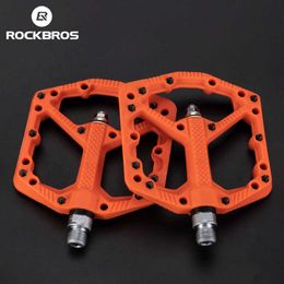 Bike Pedals ROCKBROS Bike Pedals Platform Bicycle Flat Non-slip Ultralight MTB Road Pedal Bearings Cycling Mountain Waterproof Accessories 0208