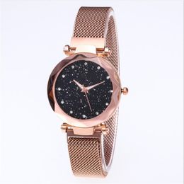 Whole Diamond Starry Sky Beautiful Quartz Womens Watch Ladies Watches Fahsion Woman Casual Rose Gold Wristwatches213f