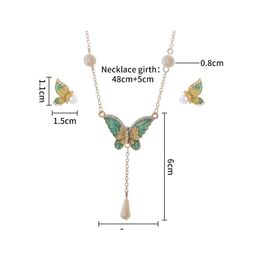 Earrings Necklace Colorf Butterfly Jewelry Sets Enamel Insect Wedding Bridal Party Set Drop Delivery Dh6Iu