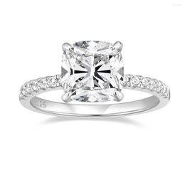Cluster Rings 3.5Ct 925 Sterling Silver Cushion Cut Cubic Zirconia CZ Women Engagement