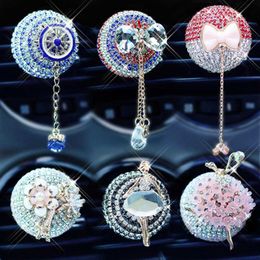 Interior Decorations Crystal Pendant Perfume Clip Car Air Conditioner Outlet Clamps Rhinestone Solid Fragrance Decoration Accessories G 0209