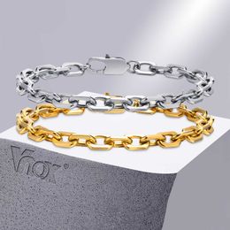 Link Chain Vnox New Style 6.5MM Belcher Chain Bracelets for Men Stainless Steel Square Geometric Links Wristband Gift pulseira masculina G230208