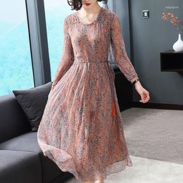 Casual Dresses Real Silk For Women Summer 2023 Female High Waist Dress Long Ladies Elegant Vestidos De Verano Zjt2628