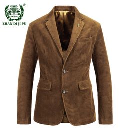 Mens Suits Blazers Brand Corduroy Business Men Spring Autumn Vintage Jackets Cotton Casual Slim Fit Suit Male Size M4XL Homme 230209