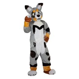 Grey Husky Dog Mascot Costumes Animated theme Cartoon mascot Character Halloween Carnival party Costume