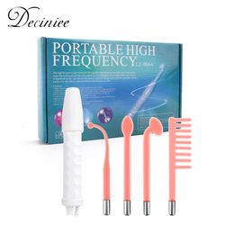 Home Beauty Instrument 4in1 High Frequency Electrode Wand wNeon Electrotherapy Glass Tube Acne Spot Remover Home Spa Beauty Device Therapy Wand 230208