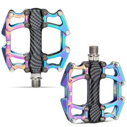Bike Pedals Bearing Pedal Mountain Bike Bicycle Pedals CNC Durable for Mtb Bike Universal 9/16'' Alloy Bicycle Pedals Colourful Chameleon 0208