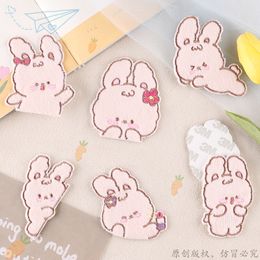 Notions Rabbit Iron on Patches for Clothing Decorations Pink Cute Bunnies Self Adhesion Embroidered Appliques for Jeans Jackets Backpacks Pillow DIY Decor