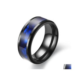 Band Rings Blue Ring Fashion Titanium Steel Man Retro Stainless For Women Men Jewellery Drop Delivery Dhzpl