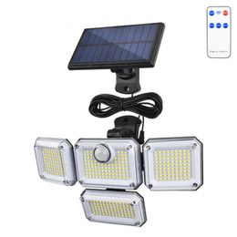 333LED Solar Wall Lights Split Integrated Outdoor Motion Sensor Human Induction Adjustable Head IP65 Waterproof with remote control