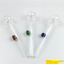 10cm oil burner mini thick pyrex smoking pipes clear glass oil burer with Colourful handle glass smoking pipe