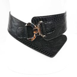 Belts New Luxury Ladies Wide Belt Elastic Vintage Buckle Leather Wide Fashion Wild Pin Buckle Women's Waist Seal Belts Wholesale G230207