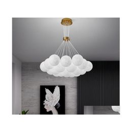 Pendant Lamps Led Chandelier Lamp Modern Living Room 3D Printed Moon Lampshade Hanging Light Decor Lighting Suspension Bedroom 7/13/ Dhdoa