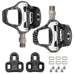 Bike Pedals Carbon Pattern Clip Pedal Road Bike Clipless Pedals with Seal Bearing and cleat for KEO and Shimano SPD System Lock Pedal 0208