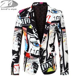 Mens Suits Blazers Fall And Winter Jacket Printing Stamping Fashion Party Coat Slim Single Button Men 3XL 230209