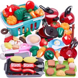 Kitchens Play Food Cutting Toy for Kids Kitchen Pretend Fruit Vegetable Accessories Educational Toddler Children Gift 230209