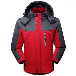 Men's Down Cotton Jackets Winter Waterproof Outdoor Sports Windbreaker Plus Fleece Thick Warm Hiking Parkas Windproof Hooded Overcoat