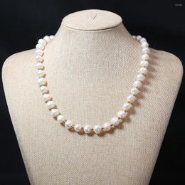 Chains Delicate And Charming Natural Fresh Water Pearl Necklace Nearly Round Beads Party Wedding Women Jewellery Gift