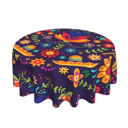 Table Cloth Beauty Mexican FloralTablecloth Round Cover Washable Polyester For Kitchen Party Picnic Dining Home Decor60 Inch