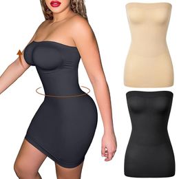 Women's Shapers Women Shapewear Strapless Tube Slip Dress Mini Bodycon Dresses For Seamless Top Slimming UnderwearWomen's