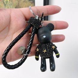 Keychains Creative Cute Rhinestone Purse Keychain Small Bear Car Women Bag Accessories Couple Key Chain Animal Metal PendantKeychains Fier22