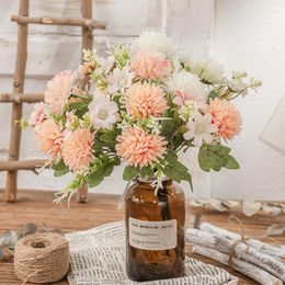 Decorative Flowers 31cm Simulation Flower Dandelion Ball Chrysanthemum Fake Living Room Potted Arrangement Wedding Decoration