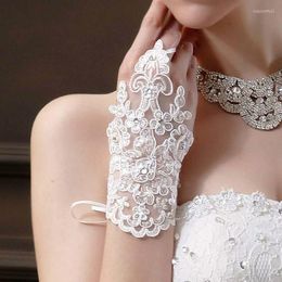 Bridal Gloves Design Lace Sequines Beaded For Wedding Dresses Fingerless