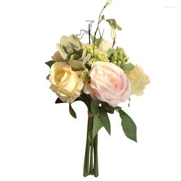 Decorative Flowers Bride Holder Wedding Colorful Bridal Bouquet Bouquets Artificial Rose Flower Home Decoration