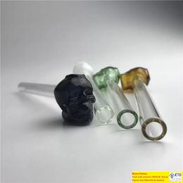 Colorful Skull Glass Oil Burner Pipe with Green Brown Black White 2mm Thick Cheap Hand Pipes for Smoking