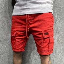 Men's Shorts Trendy Cargo Soft Drawstring Straight Wide Leg Multi Pockets Slim