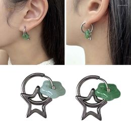 Hoop Earrings Star Drop Dangle Statement Jewellery Imitation Jade Earring Women Unique Charm