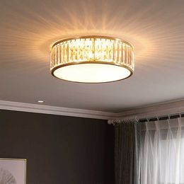 Lights Modern Copper LED Crystal Light Indoor Lighting Fixture Home Decoration Round Ceiling Lamps for Living Room Bedroom 0209