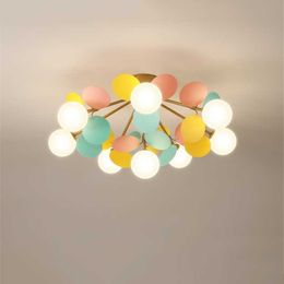 Ceiling Lights flower lamp children's room s Home decor bedroom ing ceiling modern LED Nordic molecular light fixtures 0209