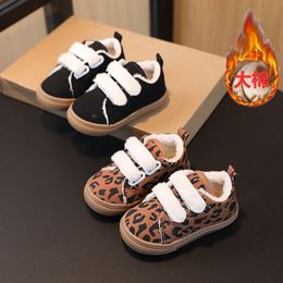 Sneakers Children s Casual Shoes Winter Baby s Canvas Cotton Comfortable Warm Versatile Soft Soled Walking Leopard 230209