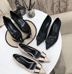 Luxury Designer Women Sandals Pointed Bow Shallow High heels Cat Root Pointed Toe Sandals fashionable comfortable Size 35-41