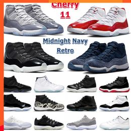 2023 Outdoor TOP OG 11 Retro Basketball Shoes Men 11s Cherry Cool Grey Midnight Navy Jubilee 25th Anniversary Concord Bred Low 72-10 Legend Blue Mens Women