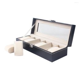 Watch Boxes 6 Slot Pu Leather Display Case Organiser Jewellery Storage