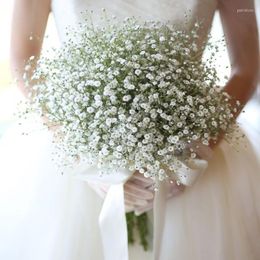 Decorative Flowers 20cm Baby Breath White Gypsophila Bouquet Artificial Fake Real Touch Flower For Wedding Party Garden Decoration DIY Home
