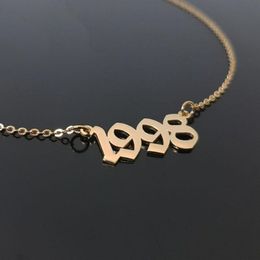 Chains To 2023 Date Of Birth Number Necklaces Women Boho Jewellery Stainless Steel Rose Gold Letter Year Necklace Collier Femme Bff