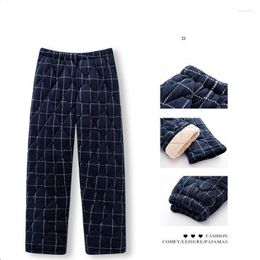 Men's Sleepwear Big Yards L-4XL Men Pants Sleep Pyjama Winter Warm Home Wear Casual Long Pant Pyjama Thick 3 Layers Cotton Trousers