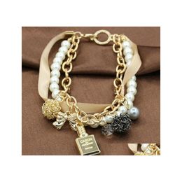 Charm Bracelets Creative Fashion Womens Elegant Per Bottle String Pearl Bow Mtilayer Bracelet Travel Play Wear Nanashop Drop Deliver Dhikj