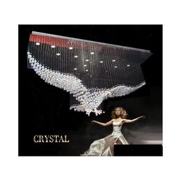 Chandeliers Design Modern K9 Crystal Chandelier Lighting Large Led Lustres Pendant Lights L100Xw50Xh80Cm Hall Living Room Ceiling La Dh8Vd