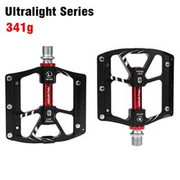 Bike Pedals Aluminium alloy Bicycle Pedals Folding Mountain Bike Pedals Lightweight 341g Titanium / Blue / Red / Black 3 Sealed Bearing Pedal 0208