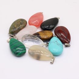 Pendant Necklaces Lucky Bag Drop-shaped Melon Seed Button Natural Semi-preciou Stone Charm For Jewelry Accessories Random Color Wholesale