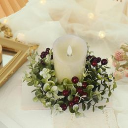 Christmas Decorations 9.84inch Candle Rings Wreaths Artificial Leaves Tabletop Centrepieces For Hanging Holiday Parties Decorative